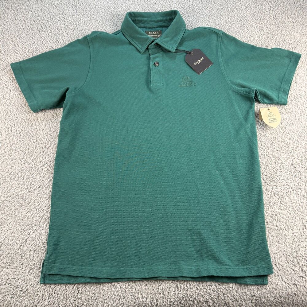 Filson x Ducks Unlimited Polo Shirt Mens Medium Salt Marsh Dark Green Cotton NEW